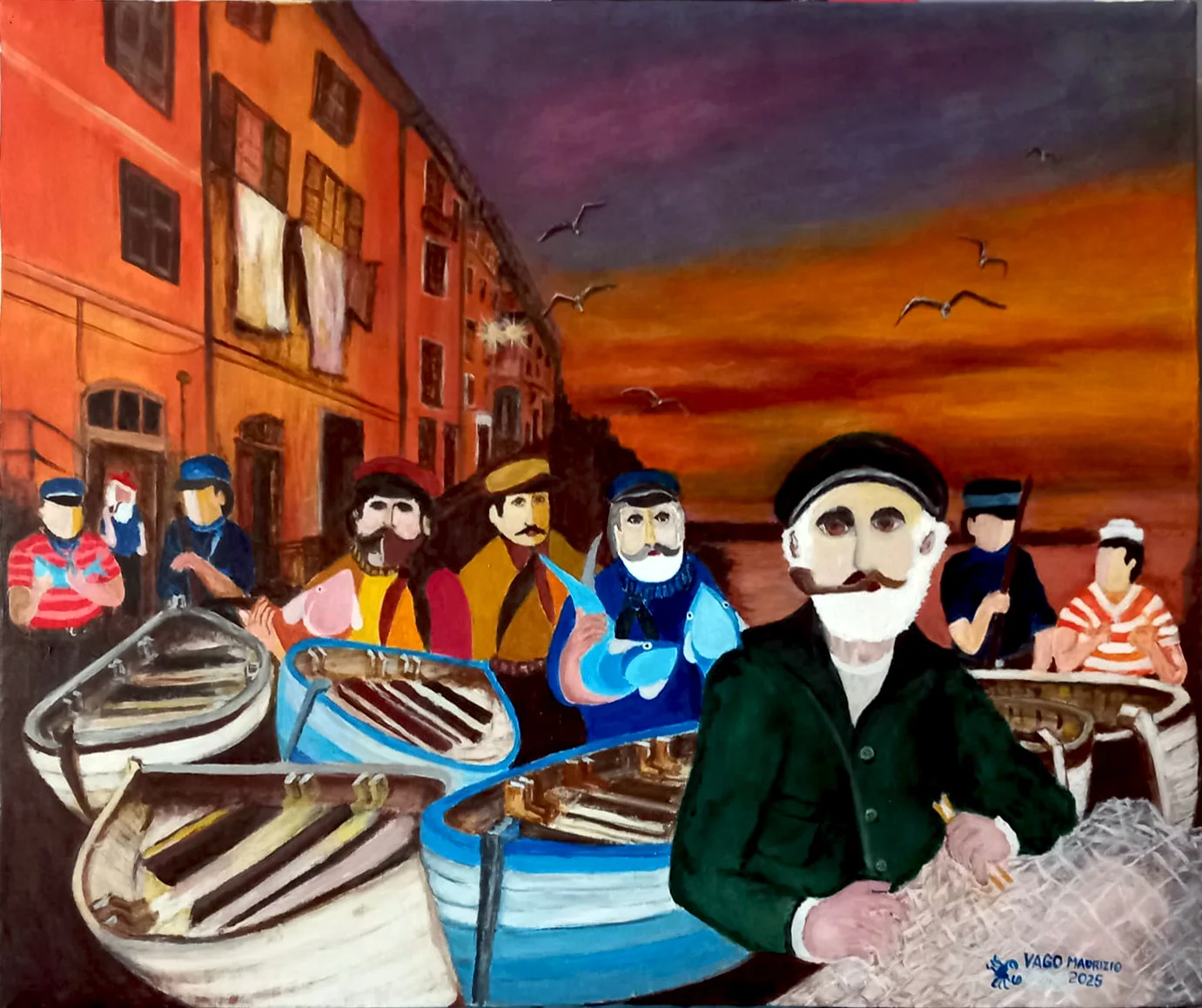 PREPARATIVI  PER LA PESCA AL TRAMONTO 