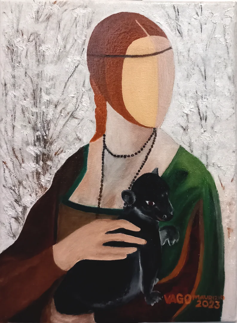  DAMA CON L'ERMELLINO NERO DOPO LA NEVICATA (Collezione privata Italia)