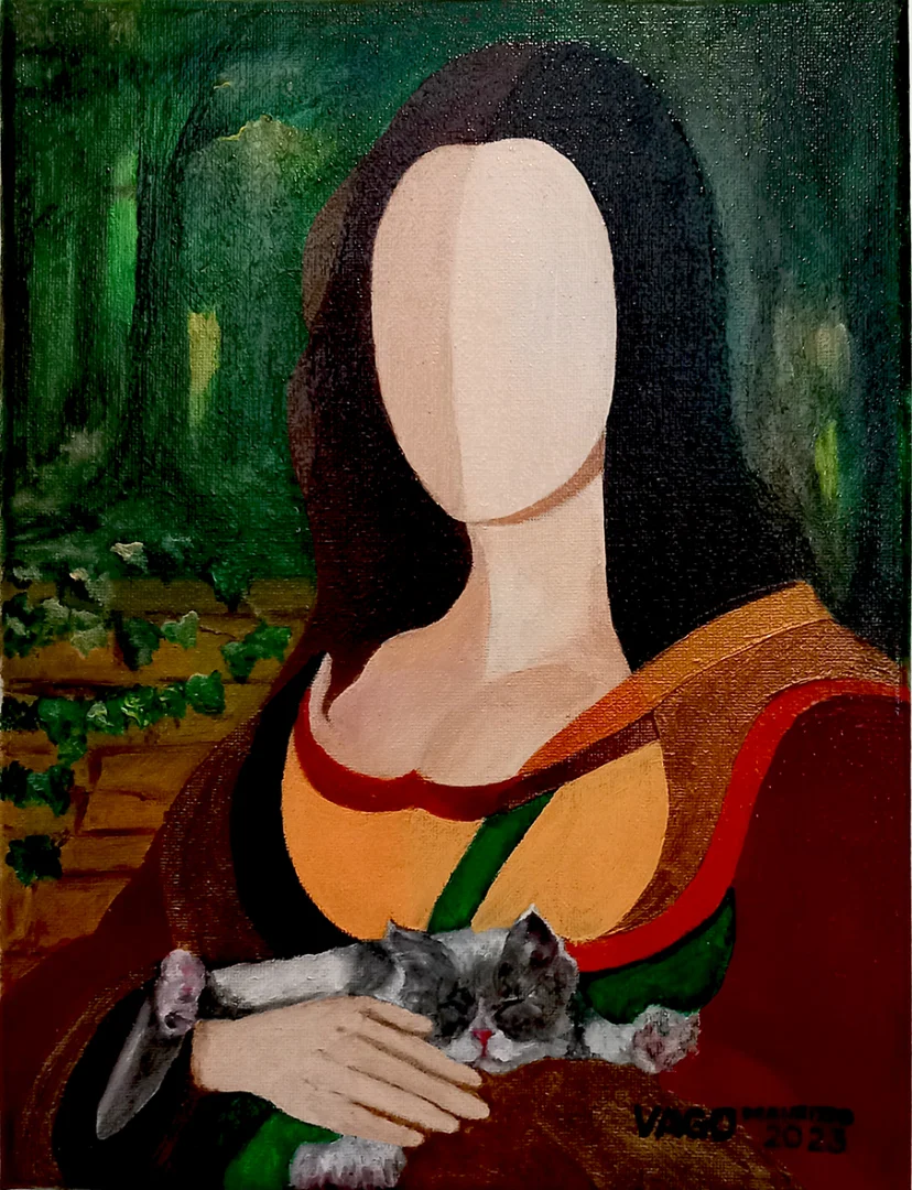  MONNALISA A PASSEGGIO  NEL BOSCO  CON GATTO (Collezione privata Italia)