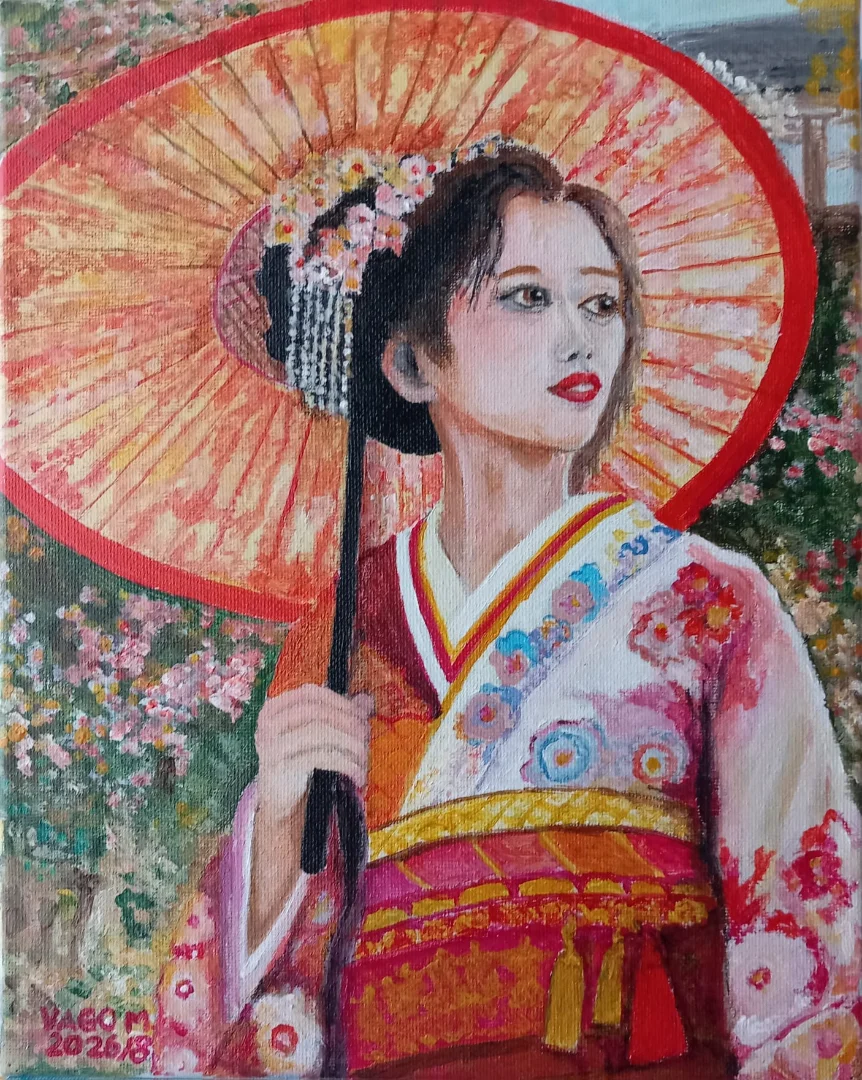 GEISHA A PASSEGGIO NEL GIARDINO DELLE ROSE 